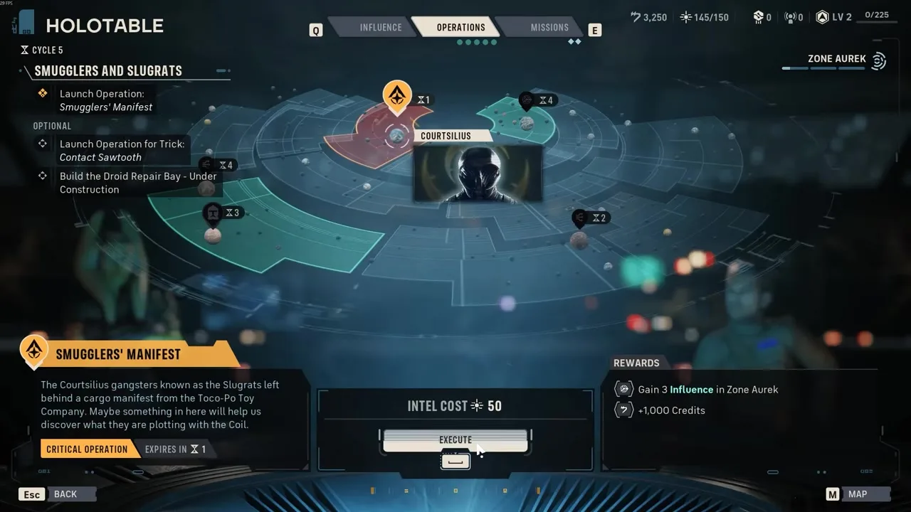 STAR WARS Zero Company Operations list versus Intel budget
