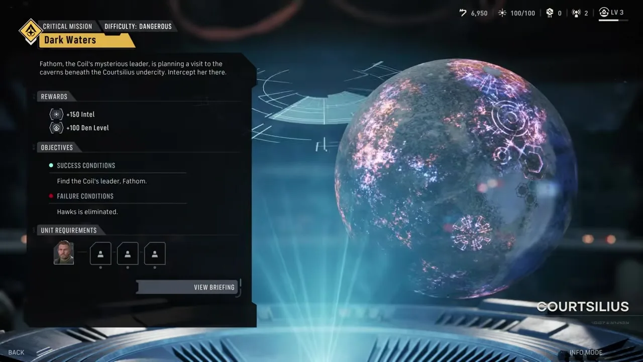 STAR WARS Zero Company Holotable galaxy map and mission pick